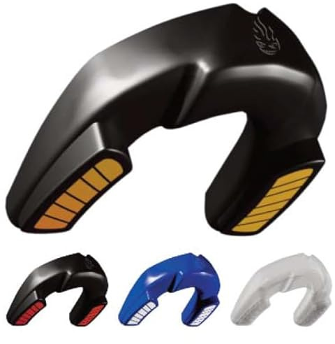 Dr Knox Professional Level Sports Gum Shield Dual Layer Mouth Guard for Superior Protection Boxing, Martial Arts, MMA, Muay Thai, Karate, Judo, Rugby and All Contact Sports (Black/Gold) 12 Years+
