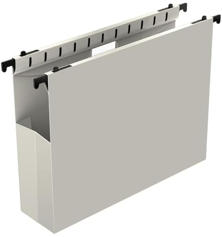 Ansook Lot de 12 dossiers suspendus en plastique de grande capacité, format lettre, fond en polyéthylène renforcé, dossier suspendu robuste de 5,1 cm, dossiers suspendus à fermeture latérale, gris