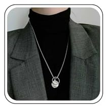 TseenYi Collier Pendentif Cercle Ouvert Collier Pendentif Pièce De Monnaie Argent Collier Chaine Chaine Anneau Ouvert Collier Cercle Long Collier Chaine Anneau Long Collier Goutte D'eau