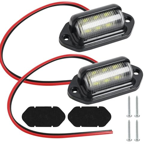 EuAcesry Luci Targa a LED per Targa, 2 PCS Luce Targa Moto 12V - 24V Lampeggiante LED per SUV, Rimorchi, Camper, Camion, Roulotte e Barche, Fuoristrada, Trattore