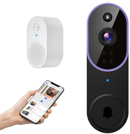 GlowPop 1080p Wireless Doorbell Camera with Chime, Smart AI Human Detection, Two Way Talk, Live View, Night Vision, 2.4G WiFi Only, Cloud Storage, Indoor Outdoor Surveillance