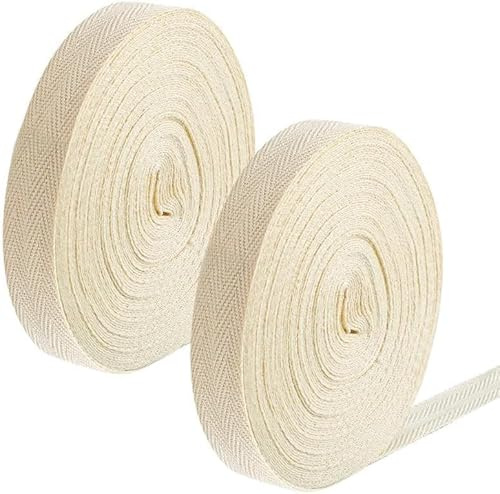 1Pc Cotton Tape 50M*20mm Herringbone Tape Bias Binding Tape Natural Cottons Webbing Tape Cotton Ribbon Bunting Tape for Sewing Dressmaking Alterations DIY Craft Haberdashery (50M)