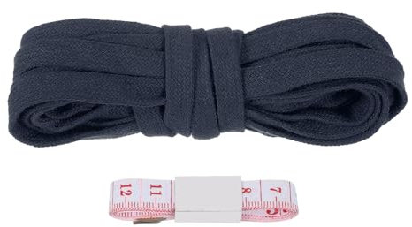 PATIKIL Flat Drawstring Cord 10mm x 5 Yd, Draw String Replacement Flat Rope Soft Cotton Hoodie String Cords Roll with Ruler for Sweatpants Shorts Pants Strap Garment, Navy Blue