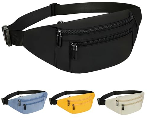 Bum Bag Unisex Lightweight Waterproof Fanny Pack Adjustable Crossbody Waist Pack for Travel Sports Daily Use (Black)