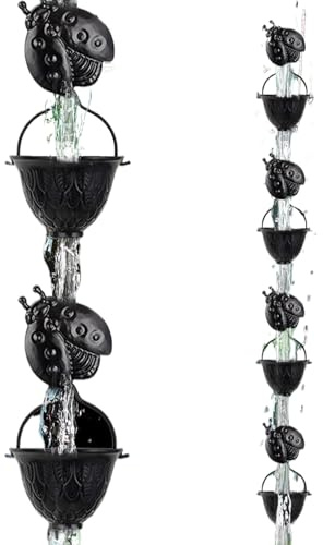 Cadena de Lluvia - Canalón de 2.8 Metros | Adaptador 12 Tazas Recolector de Agua para Techo Árbol Pérgola