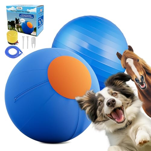 ZIDA 18 Herding Ball for Dogs and Horses - Upgraded Chew Material Dual-Layer Durable Dog Toy Agility Equipment for Australian Shepherds,Cattle,Border Collies,Small/Medieum Breeds