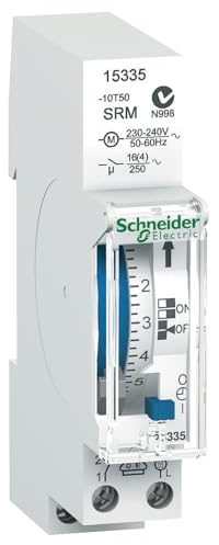 Schneider 15335 Zeitschaltuhr mechanisch IH24h 1c SRM, 1 TE, 24 Std, 1 Kanal -ohne Reserve Blanc