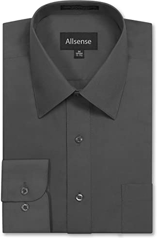 Allsense Men's Regular-Fit Long-Sleeve Dress Shirt, Charcoal Grey, 3X-Large