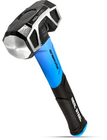 REAL STEEL Sledge Hammer, 3lb Drilling Club Hammer for Striking Rubber Grip Forged Jacketed Graphite 0508