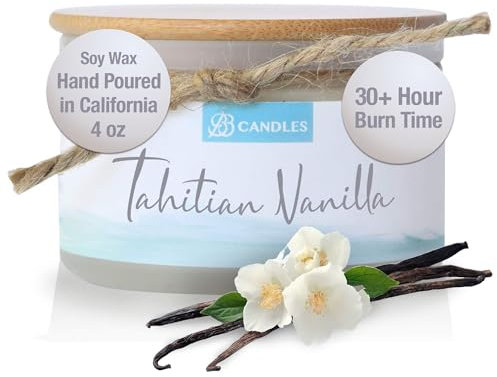 BB Candles Coastal Essentials Duftkerze aus natürlichem Soja, handgegossen, Duftkerze mit starken Düften, 120 g, 30 Stunden Brenndauer Tahitian Vanilla