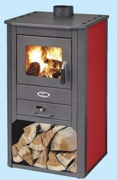 STUFA KURSAL DE LUXE ROSSO POTENZA 9KW, VOLUME RISCALDABILE 180MC.