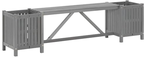 vidaXL Panca da Giardino con 2 Fioriere 150cm Legno di Acacia Grigio