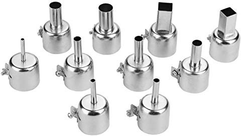 Kuuleyn Hot Air Nozzle, 10Pcs Heat Gun Nozzle for 850 Hot Air Soldering Station Round & Square Nozzle