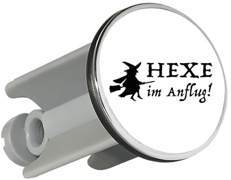 Huuraa Waschbeckenstöpsel Hexe im Anflug 4cm höhenverstellbar Abflussstopfen Geschenkidee