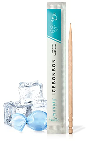 Wunder tandpetare med smak - 100 tandpetare individuellt förpackade - i 7 uppfriskande sorter - skonsam munhygien - fräsch andedräkt - individuellt förpackade tandpetare med smak (Icebonbon) | Individuellt packad - intensiv smak - fräsch andedräkt - mot tugga på naglar - alternativ till tuggummi - sockerfri