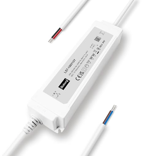 illuburg Transformador LED 12V 100W Impermeable IP67 Sin Parpadeo para Tira LED Fuente de Alimentación Driver