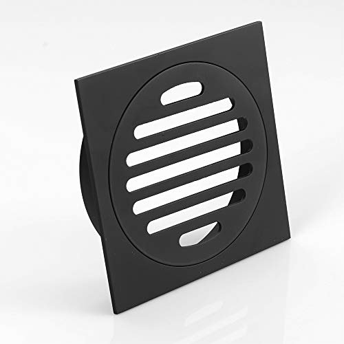 Boyuan Caniveau de Douche Laiton Drain de Douche 11 * 11cm Siphon de Sol Carré Drain de Plancher avec Couvercle de Siphon de Sol, CréPine, Tuyau De Vidange