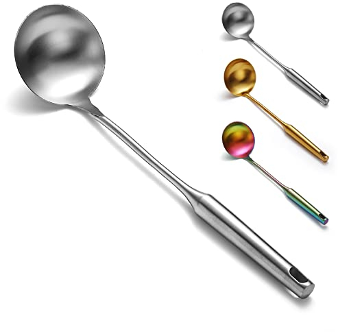 Evanda Mestolo da zuppa dargento in acciaio inossidabile, cucchiaio da portata, per ristorante e cucina casalinga, sicurezza in lavastoviglie