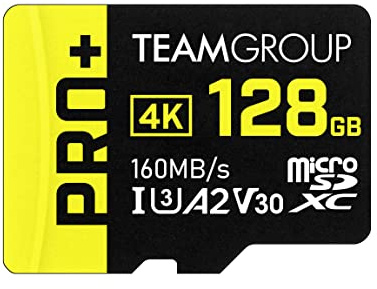 TEAMGROUP Carte A2 Pro Plus 128 Go Micro SDXC UHS-I U3 A2 V30, lecture/écriture jusqu'à 160/110 Mo/s pour Nintendo Switch, Steam Deck, tablettes, smartphones avec adaptateur TPPMSDX128GIA2V3003