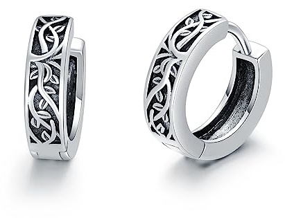 Lebensbaum Ohrringe Silber 925 - Kleine Creolen für Herren und Damen - Baum Des Lebens Schmuck Geschenk