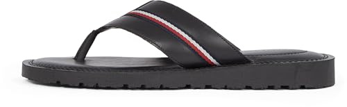 Tommy Hilfiger Sandales Homme Core Toe Post en Cuir, Noir (Black), 41
