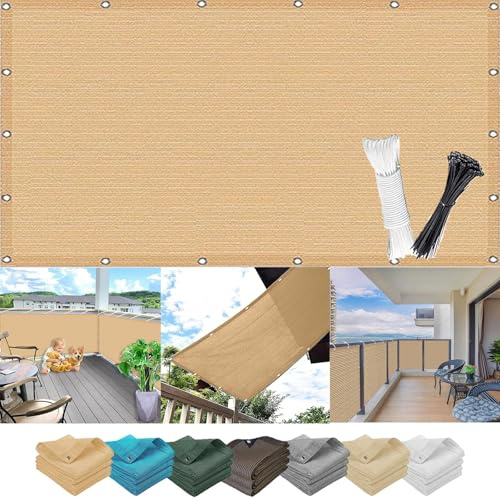 Sun Shade Sail Canopy 0.85 x 8.5 m, Privacy Protective, 98% Uv Block, Weatherproof, Easy to Install, Balcony Cladding Opaque, Sizes and Colors Customizable, Sand yellow