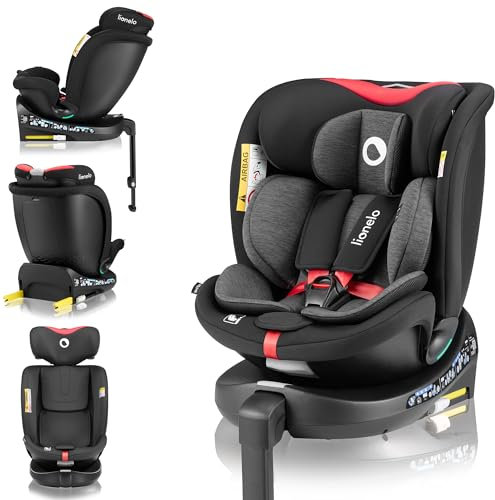 LIONELO NAVY i-Size Drehbarer 360o Kindersitz, 40-150 cm, Gruppe 0+1 2 3, vorwärts- und rückwärtsgerichtete Montage, ISOFIX und Stützfuß, Verstellbare Kopfstütze und Rückenlehne, Dri-Seat Einsatz