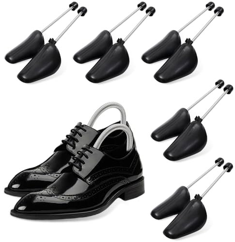 Cexovo Schuhspanner 5 Paar Herren Schuhspanner aus Kunststoff und Metall für Sportschuhe, Mokassins, hochhackige Schuhe, Freizeitschuhe, Größe 39-47 EU (Black)