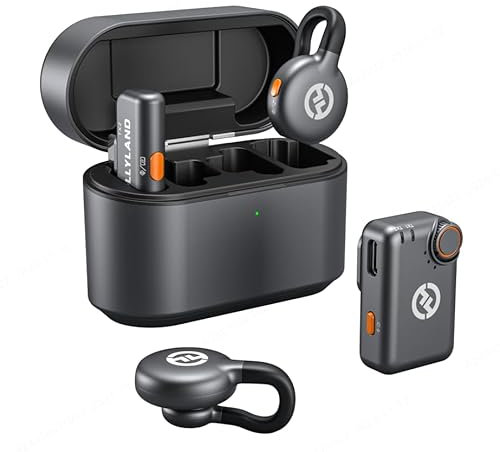 Hollyland Lark M2S Wireless Lavalier Microphone for Camera, iPhone, Android, 300m Range, Titanium Clip, Noise Cancelling, 30h Duration, Lapel Mic for Livestream Vlog (2TX+2RX+1 Cable for Lightning)