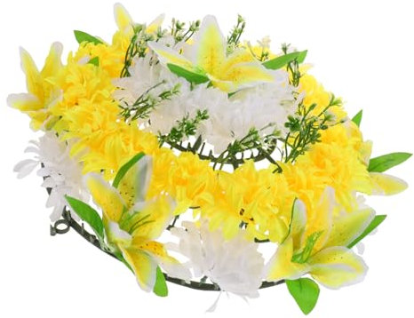 GARVALON Ghirlanda Funebre Artificiale Fiore Per Cimitero Decorazione Realistica Per Attività Di Commemorazione Wreath Sacrificale Per Luoghi Di Riposo Design Delicato e Compatte