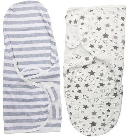 Pucksack 2er Set I Baumwoll,Puckdecke in S (0-3 Monate) und L (3-6 Monate) I Baby mühelos pucken I atmungsaktives Pucktuch mit weichen & verstellbaren Klettverschlüssen,Pucksack Baby