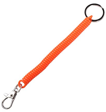 Porte-clés extensible en spirale, multicolore, bobine élastique rétractable, lanière porte-clés à ressort anti-perte pour clés, portefeuille, téléphone (orange)