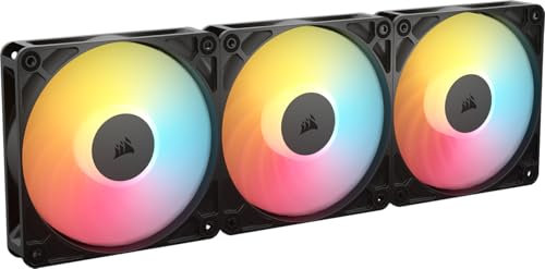 CORSAIR RS120-R ARGB 120-mm-PWM Reverse-Lüfter – Reverse-Rotor, +5-V-ARGB-Anschlüsse, 8 RGB-LEDs, Hoher Statischer Druck, Daisy-Chain, Magnetisches Domlager, Zero-RPM-Modus – Dreierpack – Schwarz