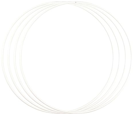 Vaessen Creative Anello in Metallo Ø 30 cm x 3 mm 4 Cerchio Decorativo Bianco-Filo Metallico, Fiori Secchi, Macramè, Acchiappasogni, Mobile Fai da Te e Decorazioni da Parete, ø30cm, 4 Unità