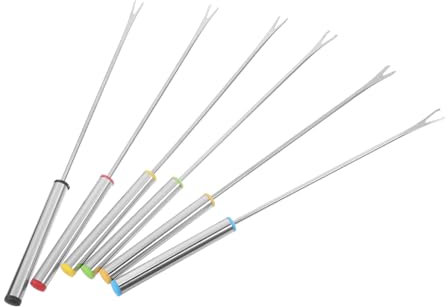 MOKKHNB 6 Stück Teiliges Fonduegabel aus mit Hitzebeständigem Griff Multifunktionale Fonduegabeln für Schokoladen Käse und Fleischfondue für Partys und Veranstaltungen