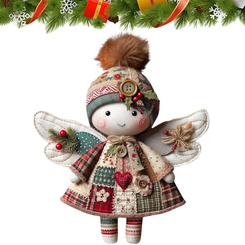 Patchworks Angel Doll Kit - Handmade DIY Patchworks Angel Doll Kit | Christmas Vintage Fabric Craft Sewing For Party Home Tree Wall Door Window Decoration For DIY Sewing Lover Beginners