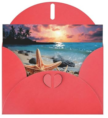 Carte de vœux étoile de mer et corail sur la plage avec enveloppe, parfaite pour les amis, la famille, les collègues – Carte de félicitations