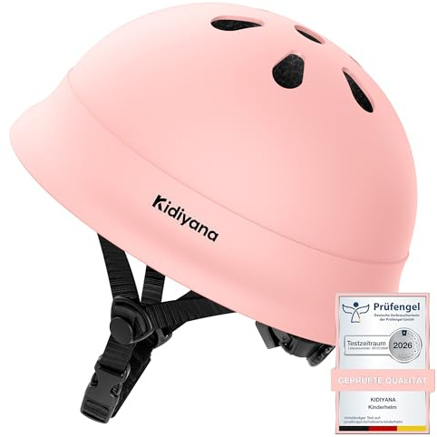Kidiyana Barnhjälm XS 48–54 cm – ultralätt cykelhjälm och skathjälm, universellt också som skoter- och inlinerhjälm, med stötsäkert PC-skal, barnvänlig design från 1 år. Rosa