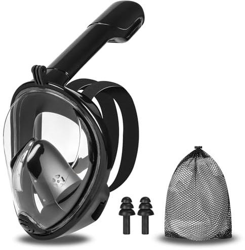 TOSUTO Masque de Plongée Intégral,Masque de Snorkeling pour Adultes,Masque Tuba en Apnée Anti - Buée,Vue Panoramique à 180° avec Support de Caméra,Masque et Tuba Détachable