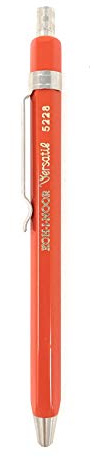KOH-I-NOOR Versatil 5228 – metalltryck blyertspennor med pennvässare, 2 mm mintjocklek – röd