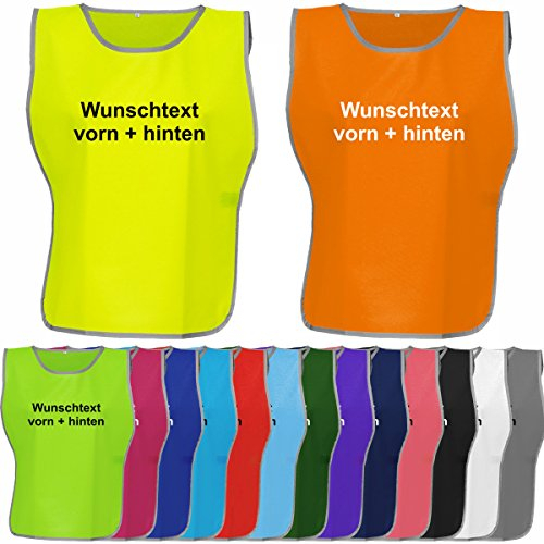 Nashville print factory Leibchen Bedruckt mit Wunschtext Brustdruck/Rückendruck | Fußball | Sport | Markierungshemd | Trikot | Trainingsleibchen | Erwachsene und Kinder (Neon Gelb, XXL / 3XL)