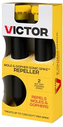 Victor Mole and Gopher Sonic Spike - Outdoor Mole and Gopher Repellent - M9012 - Chemical Free Solution - 2 Pack Sonic Spikes