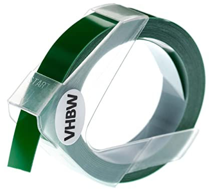 vhbw 3D Prägeband-Schriftband-Kassette kompatibel mit Dymo Rhino M1011 Etiketten-Drucker 12mm Weiß auf Grün