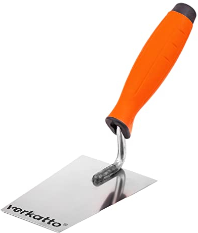 Mivos Truelle de Maçon Trapézoïdale en Acier Inoxydable - 130 x 60 mm - Trapèze - Spatule de Plâtrier 130 mm avec Poignée en Caoutchouc - Outil pour Travaux de Maçonnerie - Fabriqué en UE