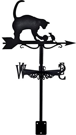 YDHNB Banderuola Segnavento con Design a Gatto e Topo per Granaio Montaggio su Tetto Indicatore di direzione del Vento Decorazione da Giardino