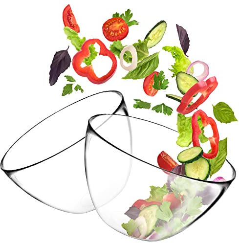 KADAX Salatschüssel aus Glas, ovale Glasschale, 17 cm, Glasschüssel, Glasschälchen, tiefe Schale für Süßigkeiten, Obst, Salat, Dessert, Salatschale, Obstschale