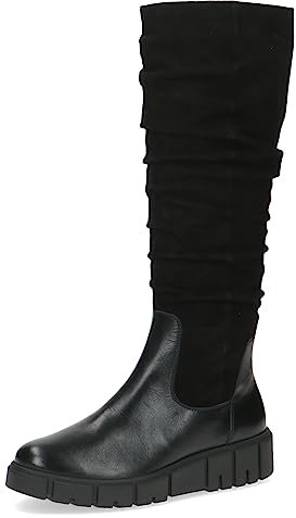 CAPRICE Damen Hohe Stiefel ohne Absatz Airmotion aus Leder Plateau Weite G, Schwarz (Black Comb), 37 EU
