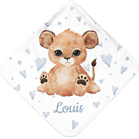 Pictogogo Baby Badetuch | Babyhandtuch mit Kapuze | Kuscheliges Baby Kapuzenhandtuch mit süßem Tiermotiv für sanftes Abtrocknen nach dem Baden oder Schwimmen (Löwenjunges)