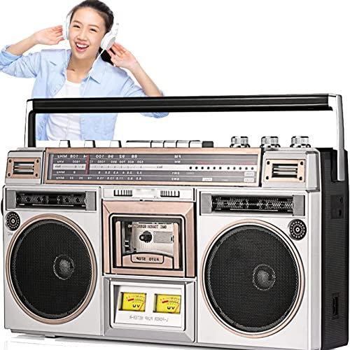 Radiokassettspelare, kassettboombox, AM/FM-radio, trådlös streaming, hörlursuttag, konvertera kassetter till USB/SD, klassisk 80-talsstil retro