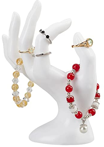 PandaHall Weißer Ring-Handhalter, OK Form Handschmuckhalter Schmuck Display Schmuckständer Mannequin Hand für Ringe Armbänder Uhr Foto Requisiten, Heimtextilien, 7.1x11.5x18cm